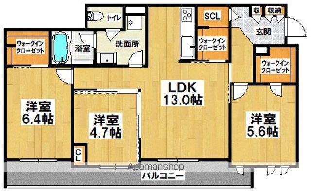 ボーデングラス三国ヶ丘(3LDK/3階)の間取り写真