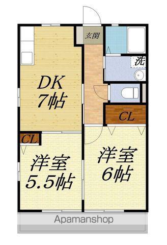 ショコラC(2DK/1階)の間取り写真