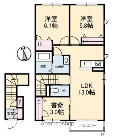リラフォート西垣生(2LDK/2階)の間取り写真