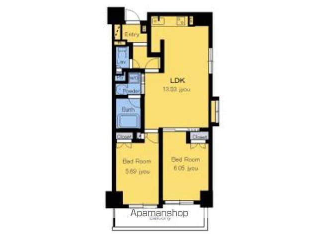 静岡馬渕エンブルコート(2LDK/9階)の間取り写真