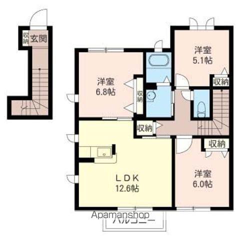 ヴェルメゾンA(3LDK/2階)の間取り写真