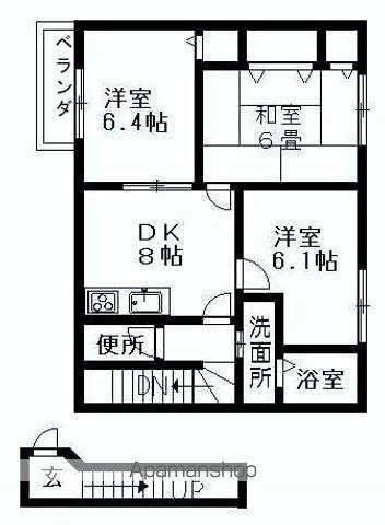 ヴェルドミール(2LDK/2階)の間取り写真