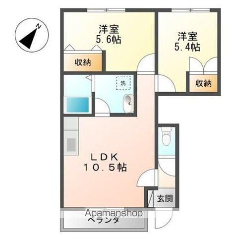 プリムヴェール(2LDK/1階)の間取り写真