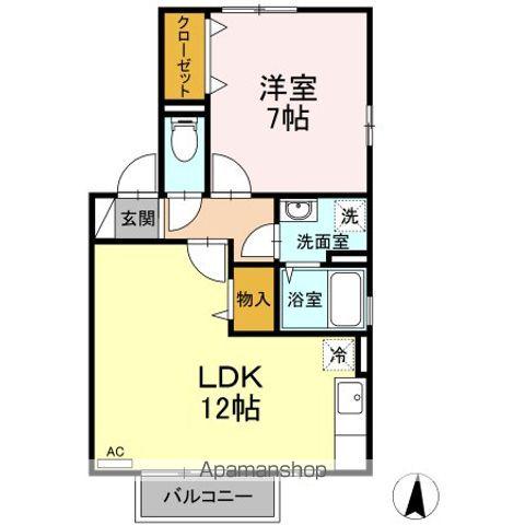 ドミール AB(1LDK/2階)の間取り写真