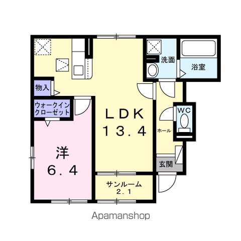 グランドパレスもみの木(1LDK/1階)の間取り写真