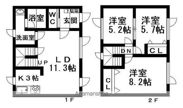 グランベール三住(3LDK/1階)の間取り写真