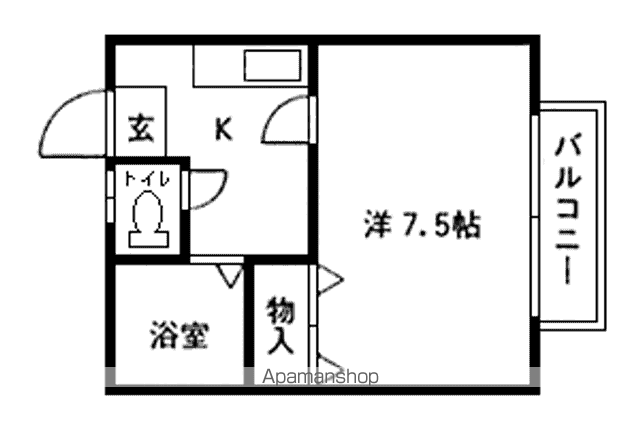 トワイライト青葉(1K/1階)の間取り写真