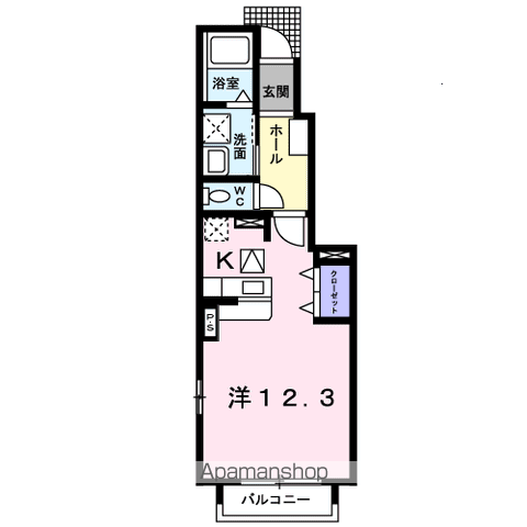 ヴァンベール A(1K/1階)の間取り写真