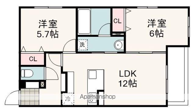 プラドスメゾン千代田(2LDK/1階)の間取り写真