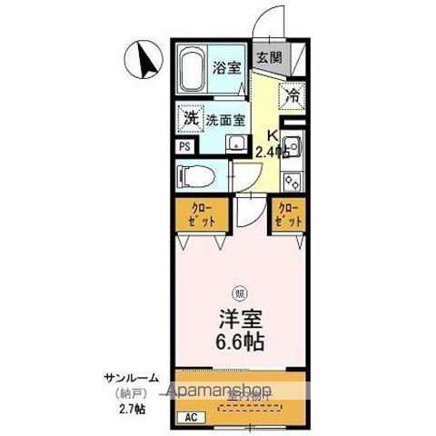 キャッスル(1K/2階)の間取り写真