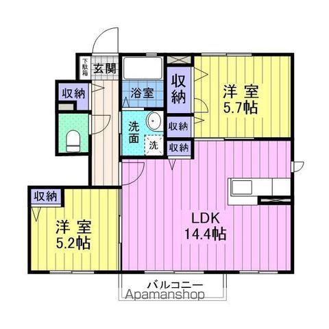 フォレストⅠ(2LDK/1階)の間取り写真