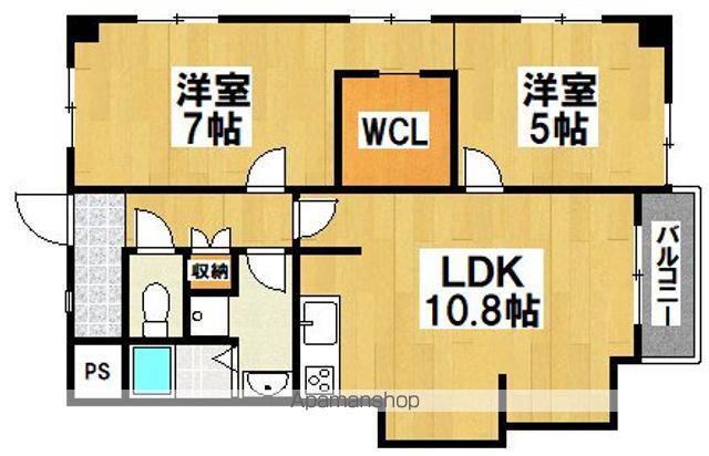 西川マンション(2LDK/3階)の間取り写真