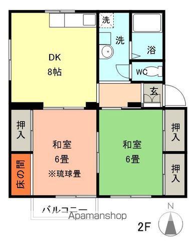 ソファレ藤井(2DK/2階)の間取り写真