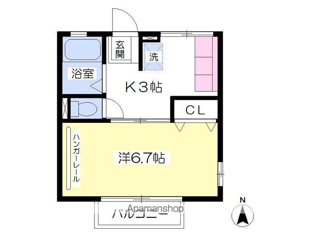 シティハイムジュネス(1K/2階)の間取り写真