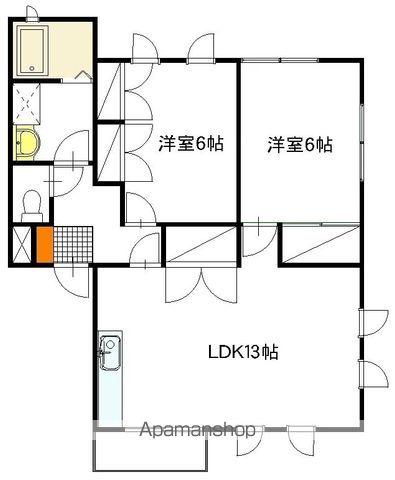 サンビレッジ弥生 D棟(2LDK/1階)の間取り写真