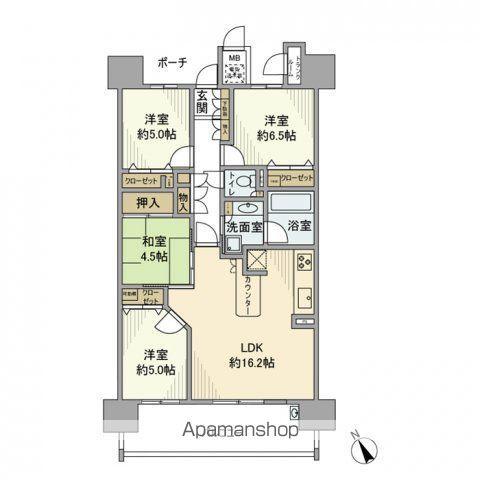 バンベール四日市かわらまち(4LDK/6階)の間取り写真