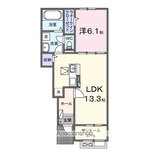 プリムローズ K(1LDK/1階)の間取り写真