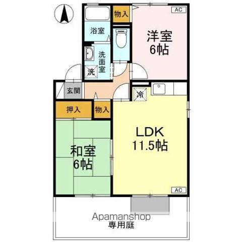 セジュール西余戸B(2LDK/1階)の間取り写真