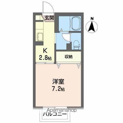 シャトル矢巾(1K/1階)の間取り写真