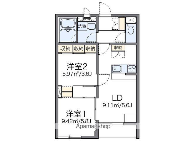 レオパレス大楽寺(2DK/2階)の間取り写真