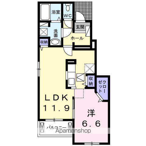 エヴァーグリーン和井田Ⅱ A(1LDK/1階)の間取り写真