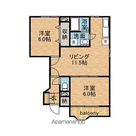 スウィートオーシャンA(2LDK/1階)の間取り写真