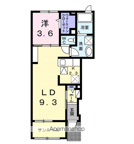 スリジエ リアン セカンド A(1LDK/1階)の間取り写真