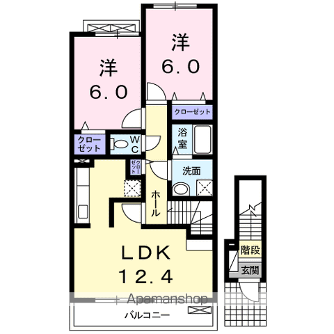 MEI AVENUE(2LDK/2階)の間取り写真
