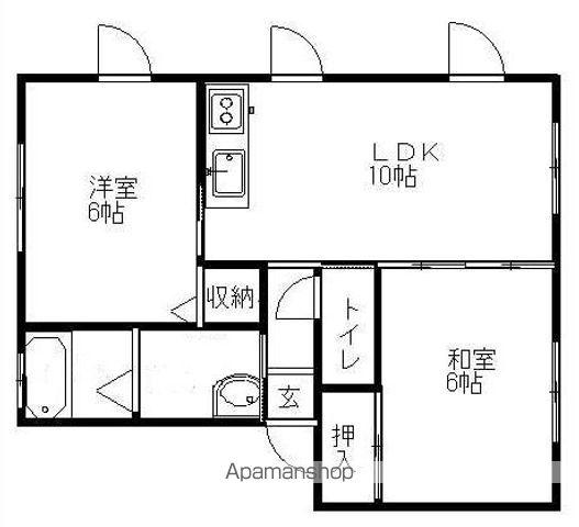 アスゴール弘前(2LDK/2階)の間取り写真
