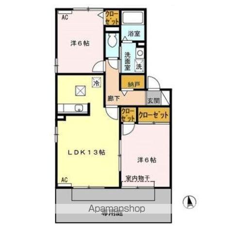 PETIT SEL(2LDK/1階)の間取り写真