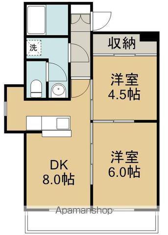 宮千代レジデンス(2DK/4階)の間取り写真