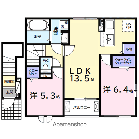 アルタハイムB(2LDK/2階)の間取り写真