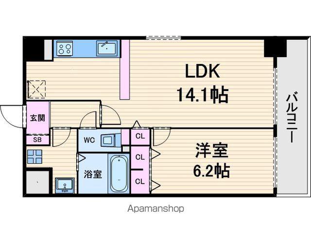 プレサンス中之島公園南(1LDK/4階)の間取り写真