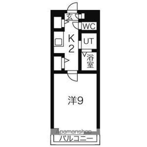 名鉄小牧線 味鋺駅 徒歩3分 4階建 築17年(1K/3階)の間取り写真