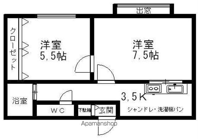 澄川第3銀座パレス(1LDK/4階)の間取り写真