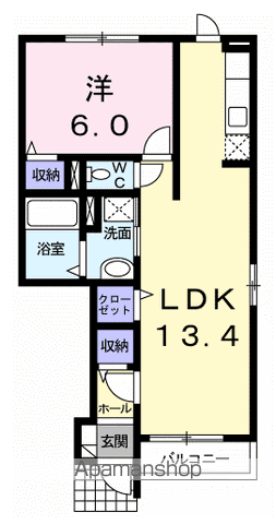 メープル QS(1LDK/1階)の間取り写真