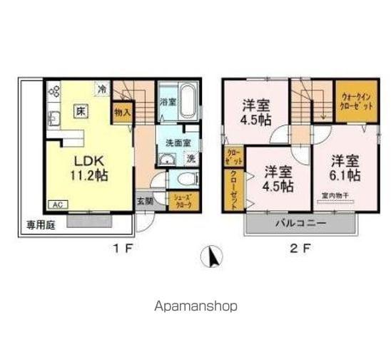 岡山県岡山市中区 2階建 築11年(3LDK)の間取り写真