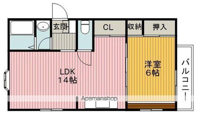 ウエミハイツ(1LDK/2階)の間取り写真