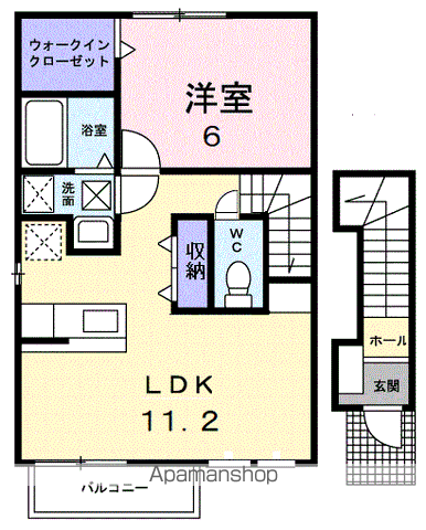 ポリッシュ・メゾンΑ(1LDK/2階)の間取り写真