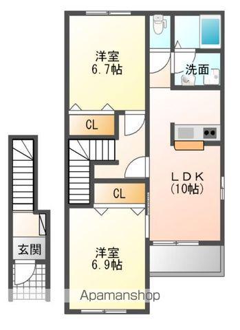 イリス・クアランタ(2LDK/2階)の間取り写真