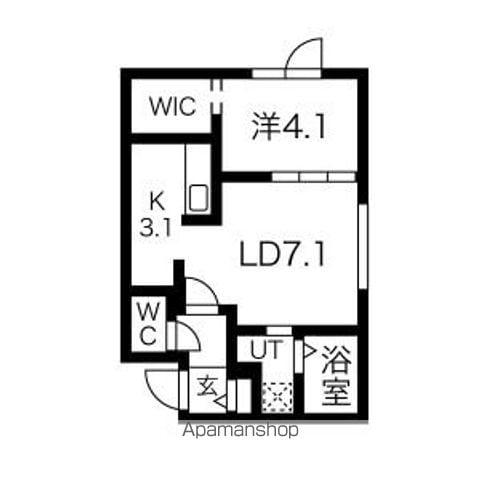 PORTEーBONHEUR NISHISEN6JOポルトボヌー(1LDK/2階)の間取り写真