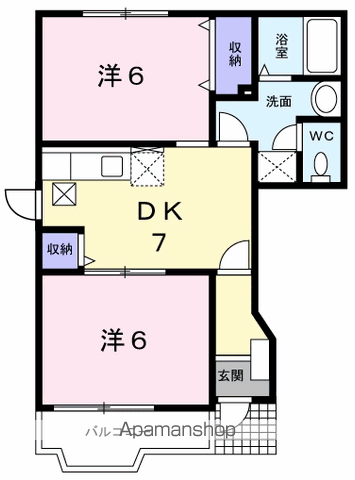 グロースベルクB(2DK/1階)の間取り写真