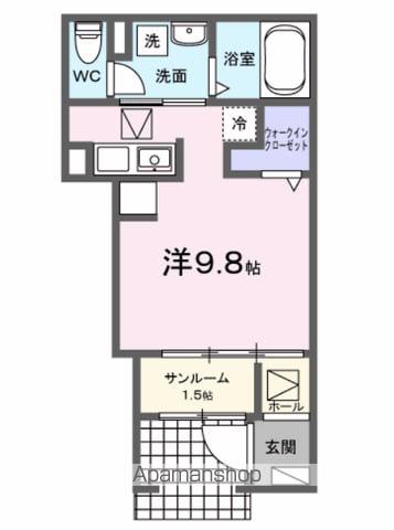 エクイティⅤ(ワンルーム/1階)の間取り写真