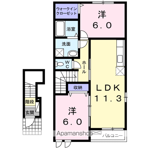 秋桜NEOA(2LDK/2階)の間取り写真