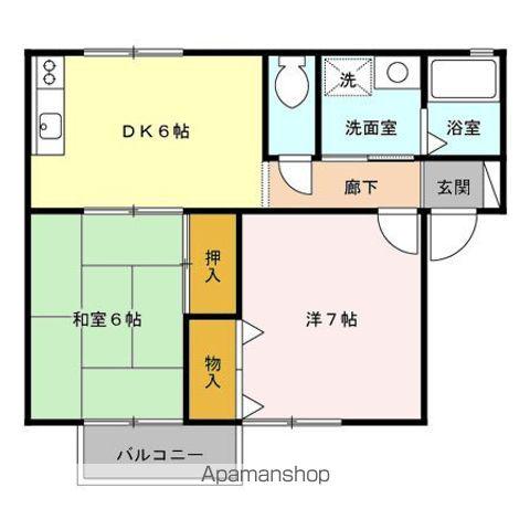 ブルースカイC(2DK/1階)の間取り写真