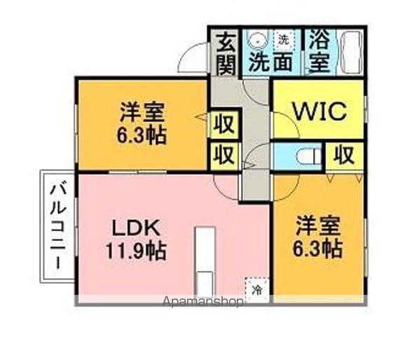 試験場前ハウスA・B(2SLDK/2階)の間取り写真