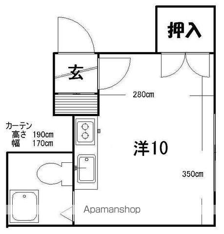コーポのと(ワンルーム/2階)の間取り写真
