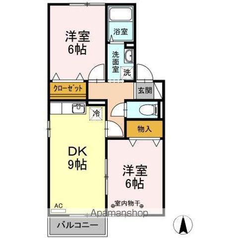 ルピナK・S ABC(2DK/1階)の間取り写真