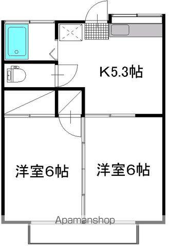 東ヶ崎コーポ(2K/1階)の間取り写真