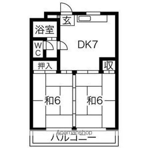 レジデンス成田(2DK/4階)の間取り写真